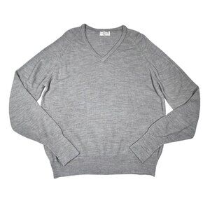VTG Christian Dior V-Neck Sweater Sz.XL Gray USA Made Knit 100% Orlon Acrylic